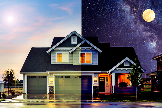 dům ve dne i v noci